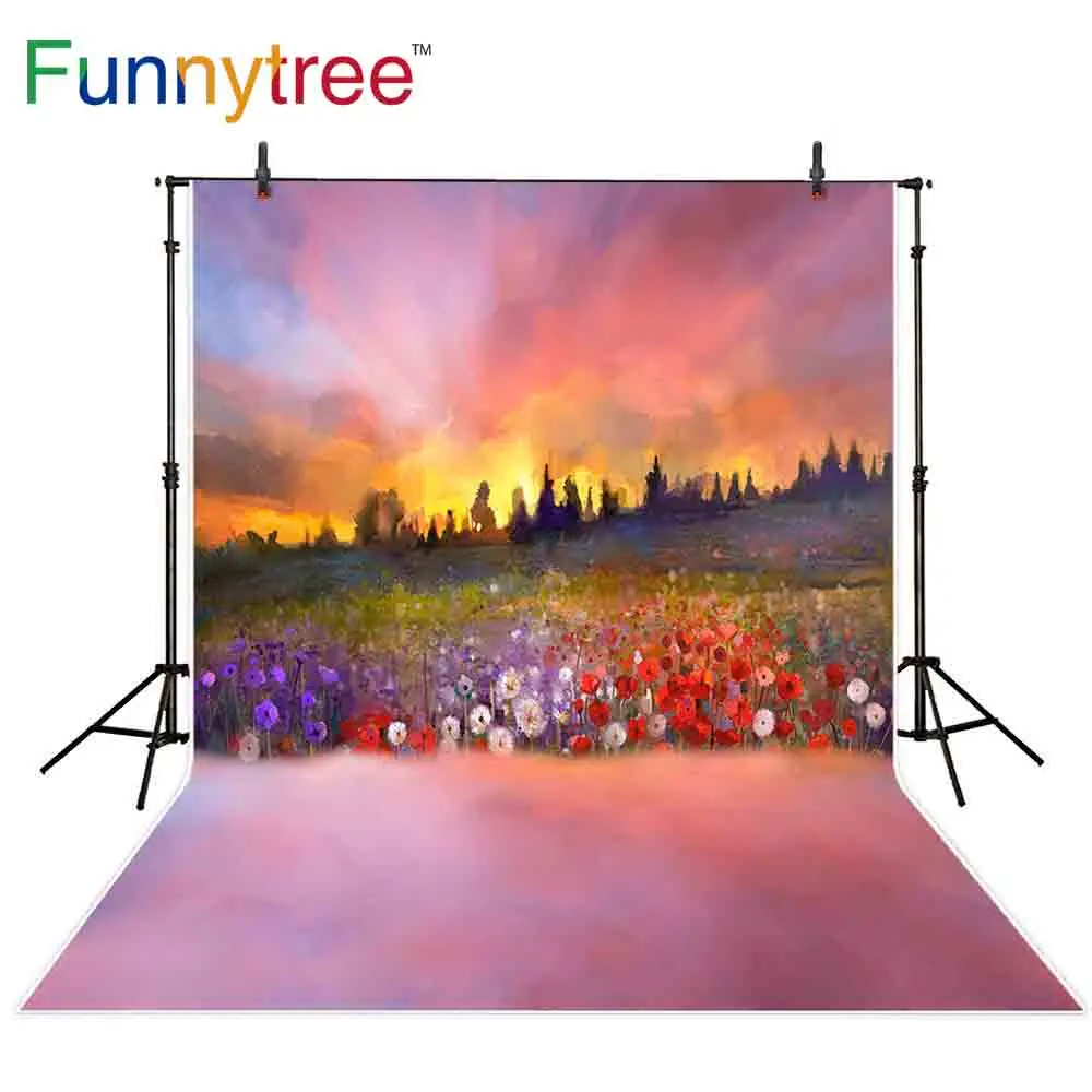 Funnytree backdrop for photographic studio colorful oil painting flower Plain asaka background photobooth photocall printed