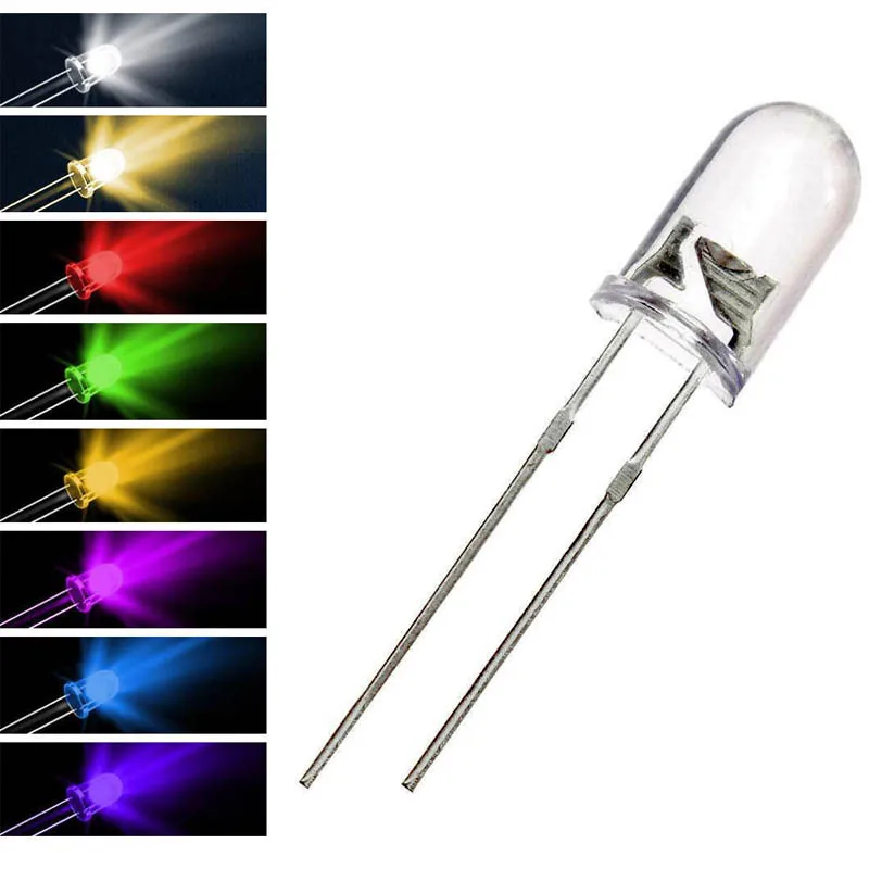 

1000pcs/Lot F5mm 5mm DIP 2pin LED Diode DIY Light Emitting Diode 20mA White Green Red Blue UV IR light-emitting diode