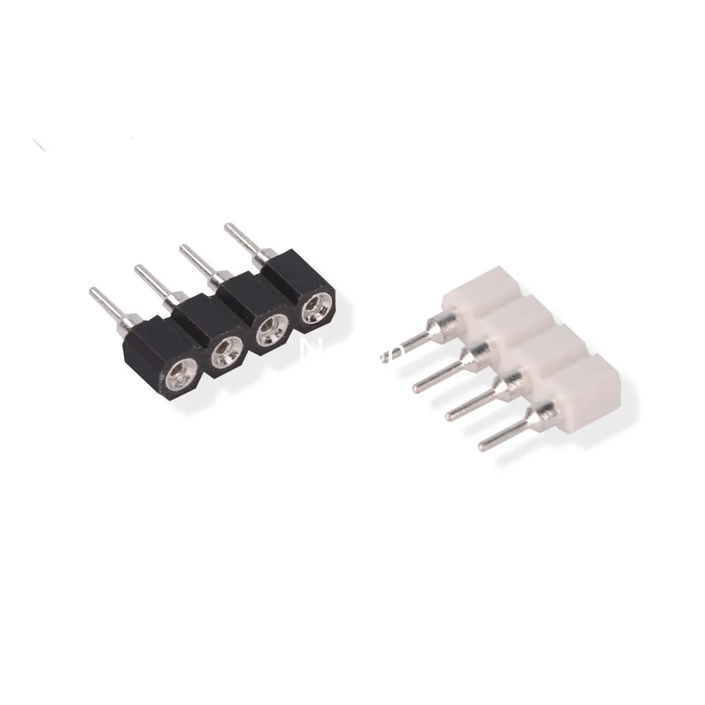 100pcs 4 /5 needles Connetor For RGB /RGBWLED Strip Copper Plated Pin Male connector For 5050 5630 3528 2835 light Lighting