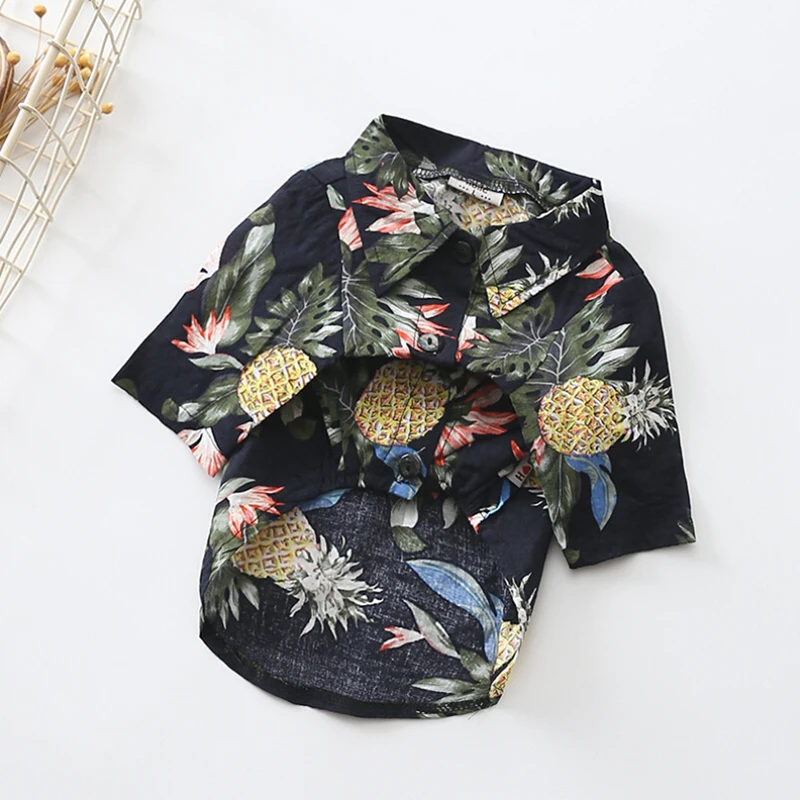 Dog Shirts Cotton Summer Beach Vest Short Sleeve Summer Beach Vest Short Sleeve Pet Clothes Dog Top Floral T Shirt Hawaiian Tops