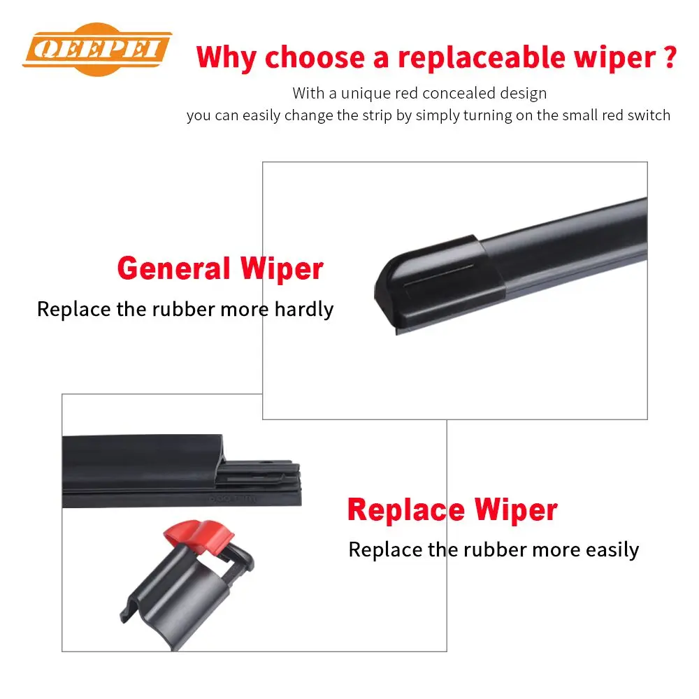 QEEPEI استبدال شفرة الممسحة لمازدا MPV 1994-2016 سيليكون المطاط الزجاج الأمامي ممسحة الزجاج الأمامي اكسسوارات السيارات السيارات