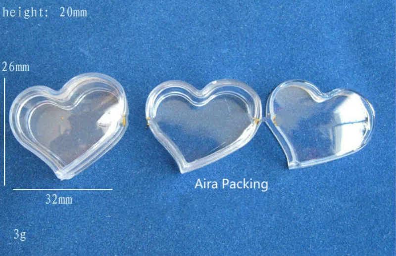 

3G 100pcs/lot Empty Clear Cute Heart Shape Cosmetic Containers, Plastic Lovely Nail Art Decorations Box, Lipstick Sub Package