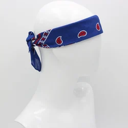 Blue With Red Paisley Cotton Bandanas Men Hiphop Headband Headscarf Women Neckerchief Headwear Handkerchief