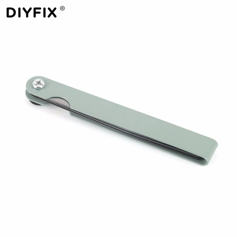 Diyfix medidor de espessura, ferramenta de medição calibre métrico de 17 lâminas para preenchimento de 0.02-1.00mm