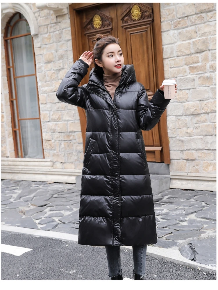 2023 Autumn Winter 90% White Duck Down Long Women Coat Female Thick Warm Parkas Women Down Hooded Jacket Women