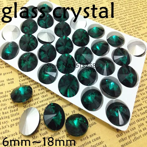 Green Zircon Color Rivoli Crystal Fancy Stone Point Back Glass Stone For Jewelry Making 6mm 8mm 10mm 12mm 14mm 16mm 18mm