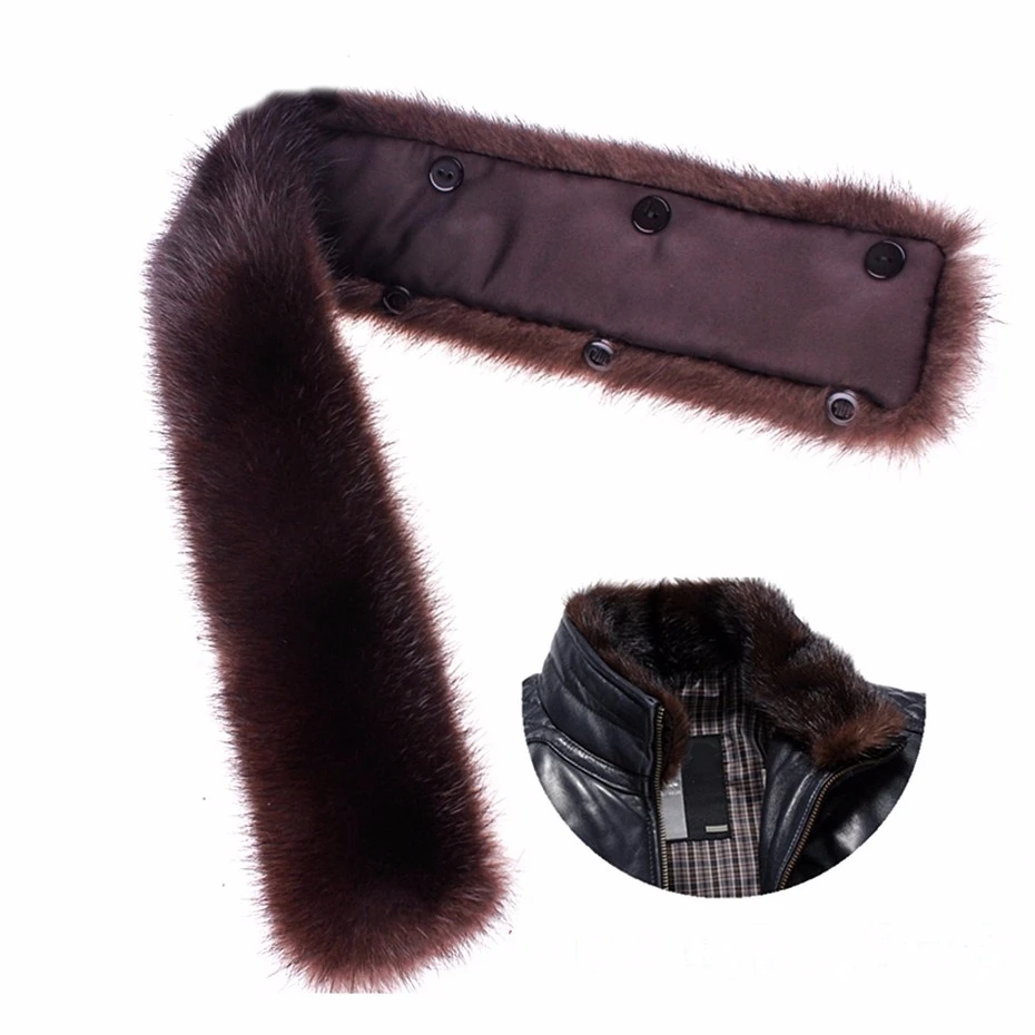 2020 FXFURS fashion new Winter Women Real Mink Fur Collar Warm Men Genuine Fur Stand Collar Black Brown Button Lining