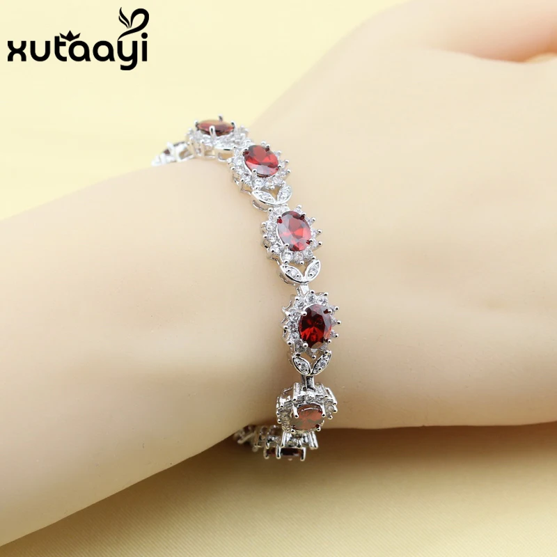 New Flower Multi Color Stones Cubic Zirconia Sterling Silver color Jewelry Overlay Adjustable Link Chain Bracelet Length 18+3 cm