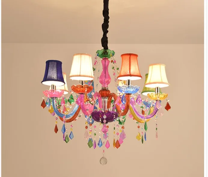 Decorative Colorful Chandelier Bohemia Chandelier lustres de cristal Decoration Tiffany Pendants and Chandeliers Home Lighting