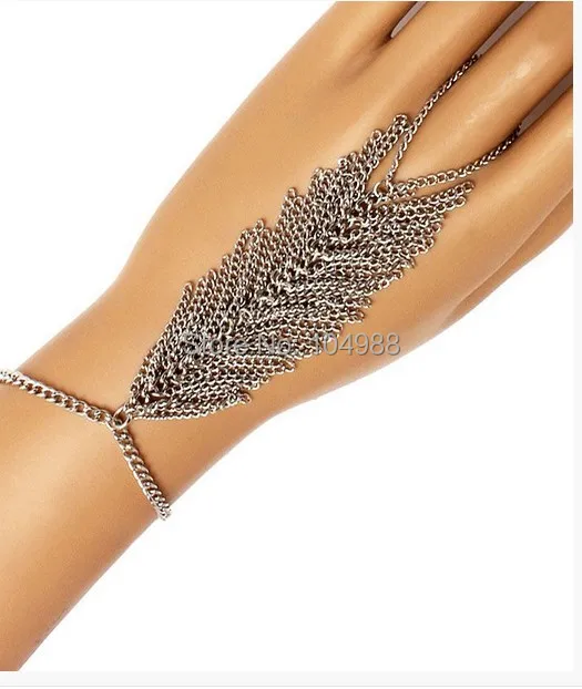 Free shipping Style HE0024  Women Fashion Silver Plated Muti-layers Chains Bracelet Hand Jewelry 3 colors