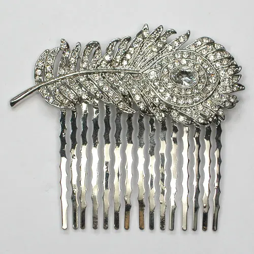 

60pcs/lot Mixed Color (Can Notes Color) Wholesale Rhinestone Fashion Peacock Feathers Hair Comb Bridal Wedding party L101041