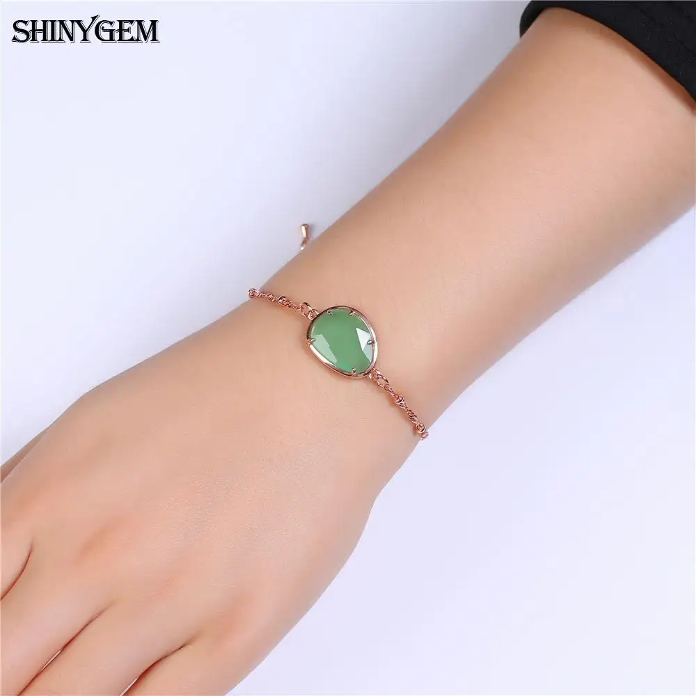 ShinyGem الفاخرة ارتفع الذهب ربط سلسلة أساور الطبيعية الملونة كريستال سحر أساور أسلوب بسيط كريستال أساور للنساء #6