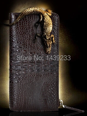 Free Shipping 100% Genuine Crocodile Leather and Alligator Skin Wallets for Men with Zipper Closure