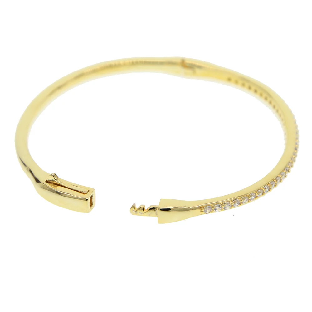 luxurious Jewelry Gold & Rhodium Two Tone Color CZ mirco Pave Bangle Bracelets Wedding jewelry Gift Wholesale cheap price