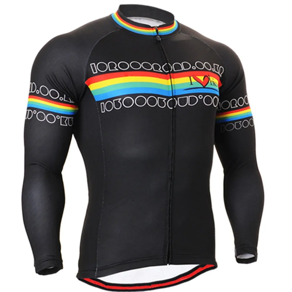 

100% Polyester Black Spring Autumn Long Sleeves Cycling Jersey Men's Anti-Sweat MTB Bike Clothing Ropa Ciclismo Hombre XXS-6XL