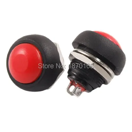 10Pcs / Lots AC 250V 3A 2 Pins SPST OFF (ON) N / O Mini red when switch button Push switches