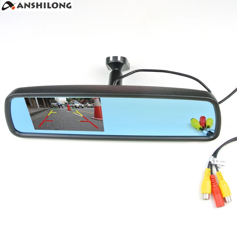 

ANSHILONG 4.3 inch TFT LCD Car Rear View Mirror Monitor with Special Bracket 2CH Video Input + Menu Button