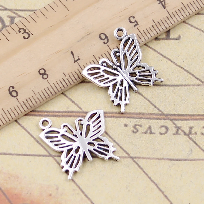 20pcs Charms Hollow Butterfly 20x19mm Tibetan Silver Color Pendants Antique Jewelry Making DIY Handmade Craft