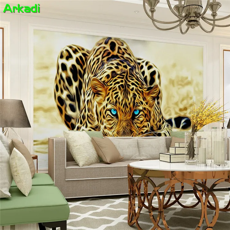 Modern Simple 3D Wallpaper High Quality Animal Gold Leopard Mural Living Room Sofa Bedroom TV Background Mural