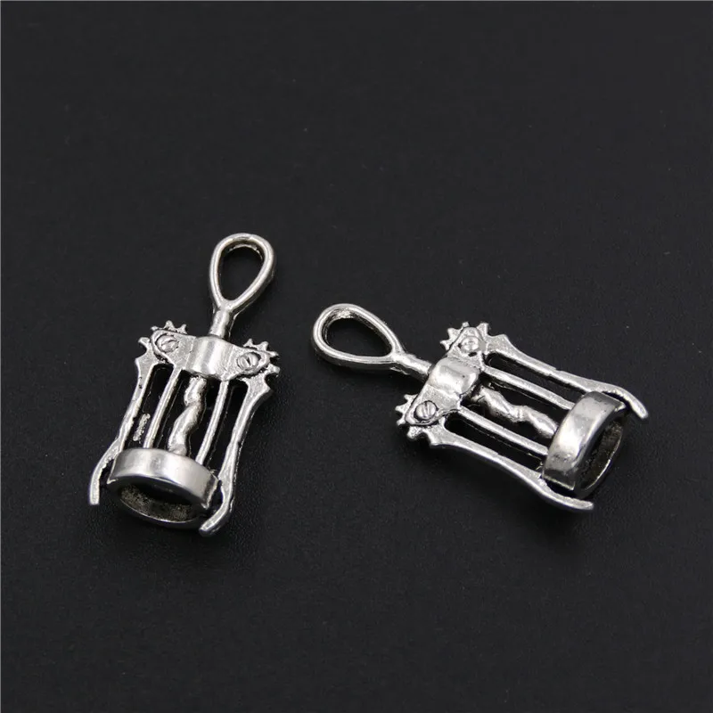 20pcs Tibetan Silver Color Red Wine Corkscrew Charms Opener Pendants For Necklace Bracelet Jewelry Making DIY Handmade  A391