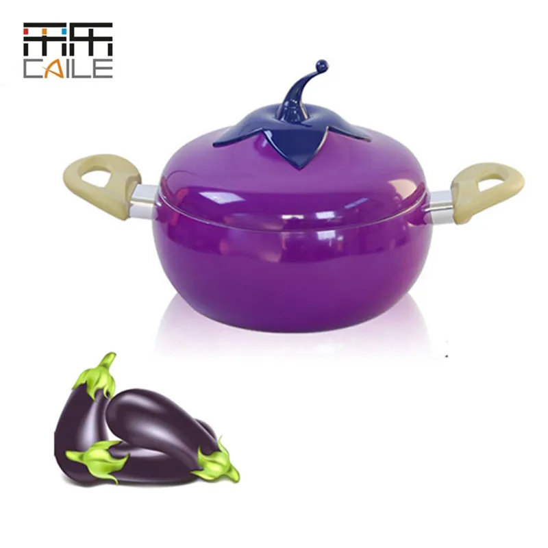 20cm Kitchen Soup Pot Fruit Pan Non-stick Aluminum Sauce Pan Boiler Tomato Shape No Fumes Household Cooking Tools Kitchenware