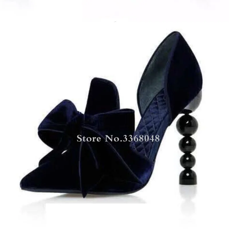 Big Butterfly Knot Decor Colorful Print Woman High Heels Pumps Chic Pearls Beading Heels Slip On Leather Pumps Weel Matched Shoe