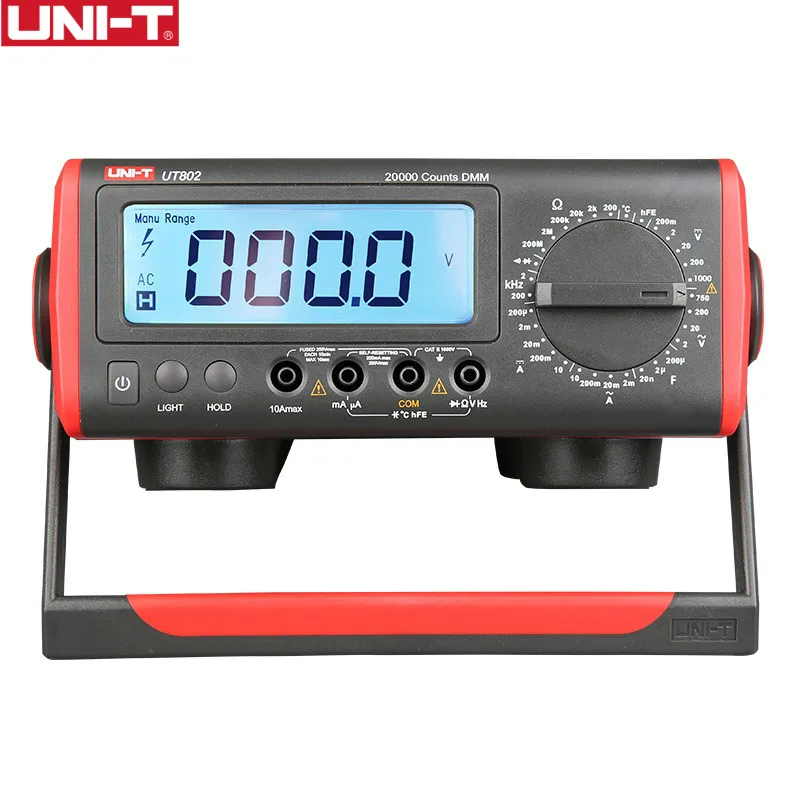 UNI-T UT802 LCD Display Bench Type Digital Multimeters Volt Amp Ohm Capacitance Hz 19999 Counts Tester High-Accuracy