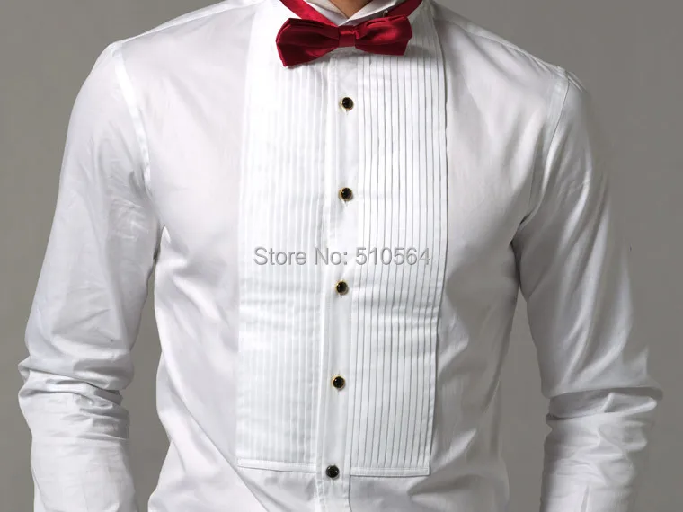 Custom made men 100%Cotton shirt wedding dress shirt white tuxedos shirt men Frech cuff shirt