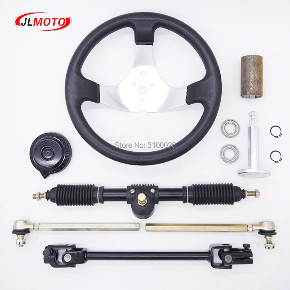 300mm Kierownica 420mm Przekładnia zębata 380mm U Przegub drążka kierowniczego Zespół zwrotnicy Pasuje do Chin 110cc Go Kart Buggy UTV Części rowerowe
