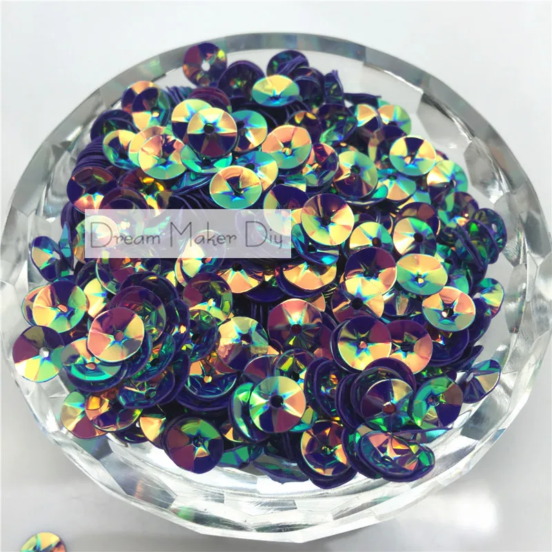 1500pcs(25g) 6MM Deep Cup Round 9 Brilliant colors PVC loose Sequins Paillettes for manicure/sewing/wedding decoration confetti