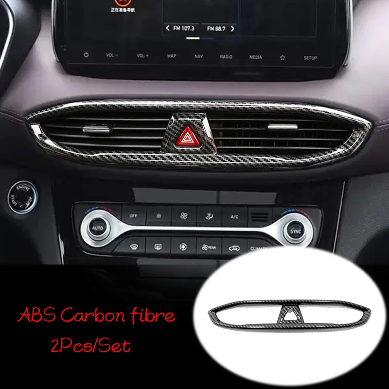 

ABS Matte/Carbon fibre For Hyundai Santa FE 2018 2019 Accessories Car middle air outlet Decoration Cover Trim Car Styling 1pcs