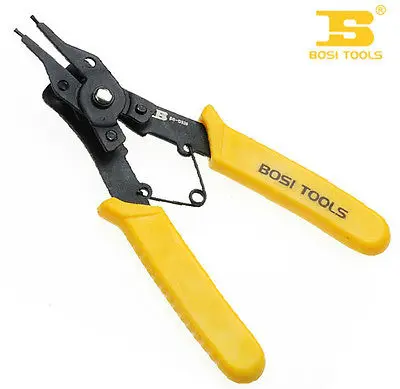 7-Inch 45# Steel 4-in-1 Universal Snap Ring Pliers Set with Yellow Handle