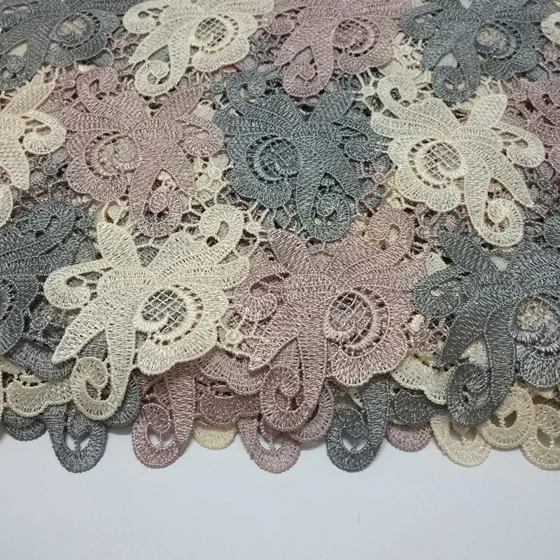 High Quality Embroidered Flowers Lace Fabric 120 cm Width Polyester Venice Reflective Hollow Fabric For Make Clothing 1 yard