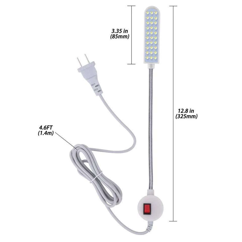 Máquina de costura de iluminação industrial luzes led multifuncional flexível lâmpada de trabalho luz de costura magnética para broca imprensa torno