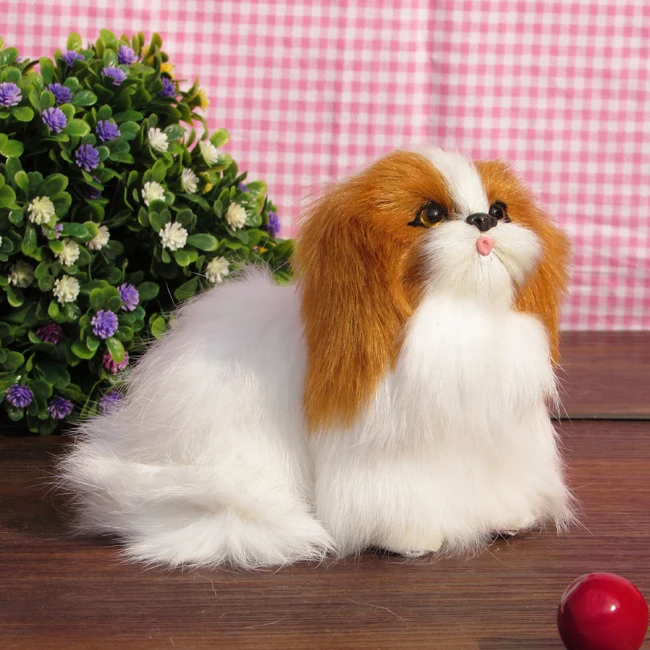 about 15x10cm simulation dog fur model ornament scene layout prop decoration gift h1267