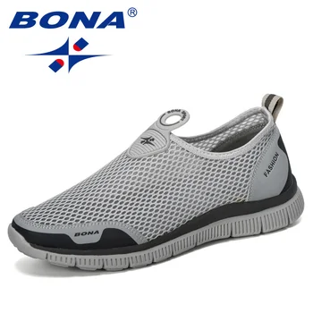 BONA Men's Breathable Casual Shoes Krasovki Loafers Basket Homme Casual Shoes Shoes Chaussures Pour Hommes Knitting Shoes