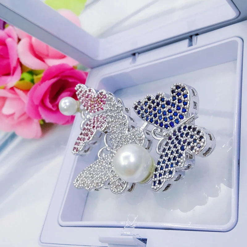 Three Vivid Butterfly Brooch Pins with Pearl Joyas Fashion Costume Jewelry Brooches Luxury Broche Broach for Women Factory Price