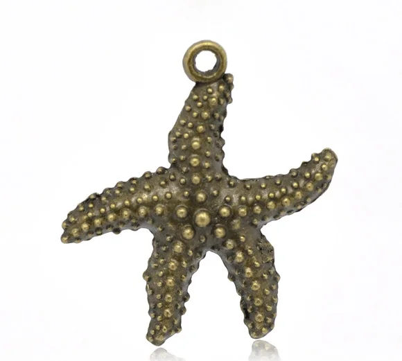 Free Shipping 100pcs Antique Bronze Sea Star Charms Pendants 40x37mm Jewelry Findings Wholesale J0429F