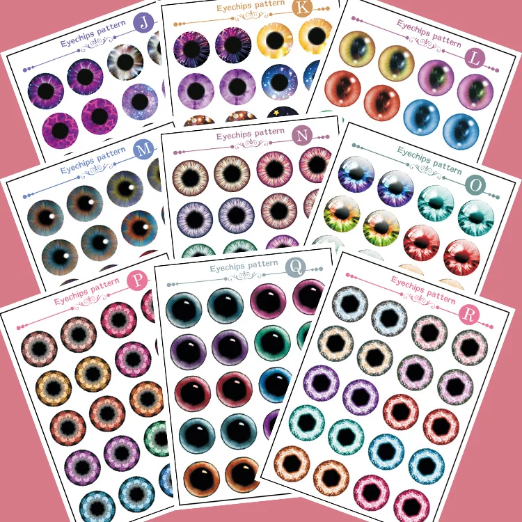 10Pair/set DIY Eyechips Pattern Blyth Doll Eye Chips Paper Pattern for 1:6 ICY Blyth Doll Eyes Accessories Pupil paster DIY TOOL