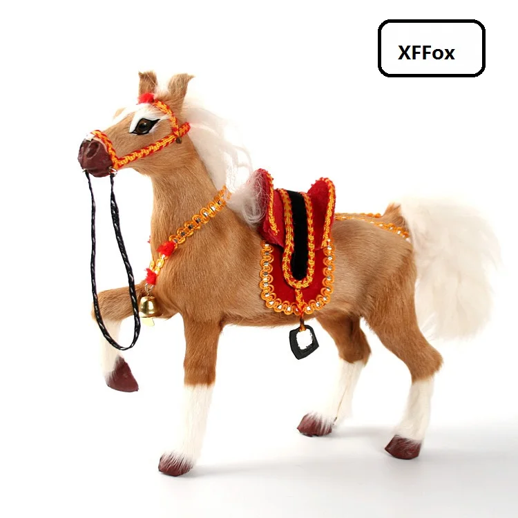 

new real life yellow horse model plastic&furs simulation horse with saddle gift about 24x7x21cm xf1835