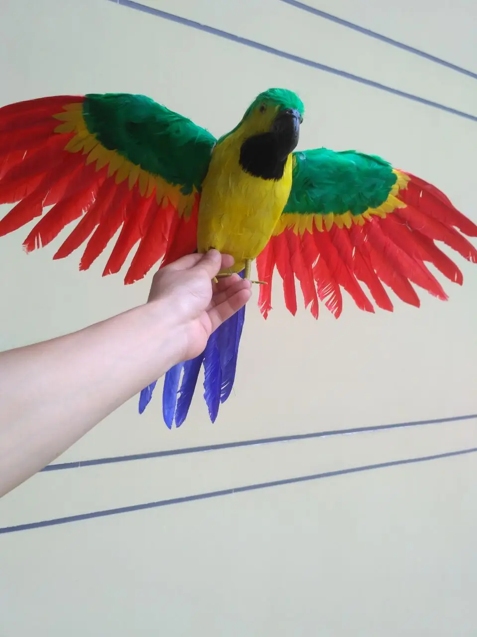 

new simulation green&yellow parrot toy plastic&furs wings bird doll gift about 60x40cm 1354