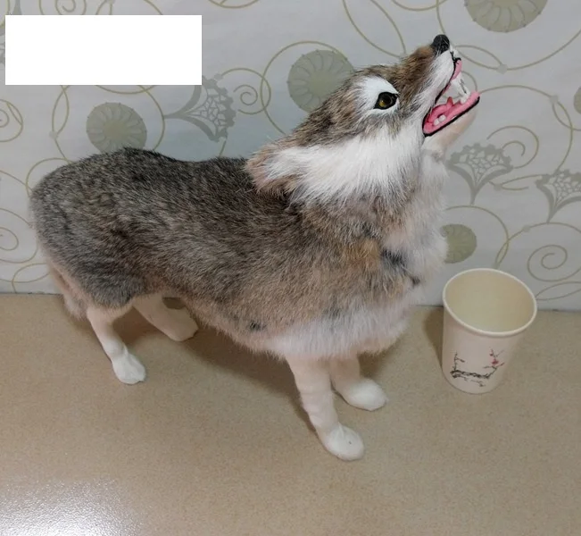 Large 35x10x32cm Wolf Model Simulation Polyethylene And Furs Handicraft Home Decorations for Living Room Bedroom Unique Gift A20