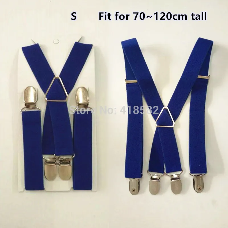 BD002- 2017 New Fashion Suspenders For Baby Teenager Adult jeans pants with Clip-on Braces X-back Elastic strap Royalblue