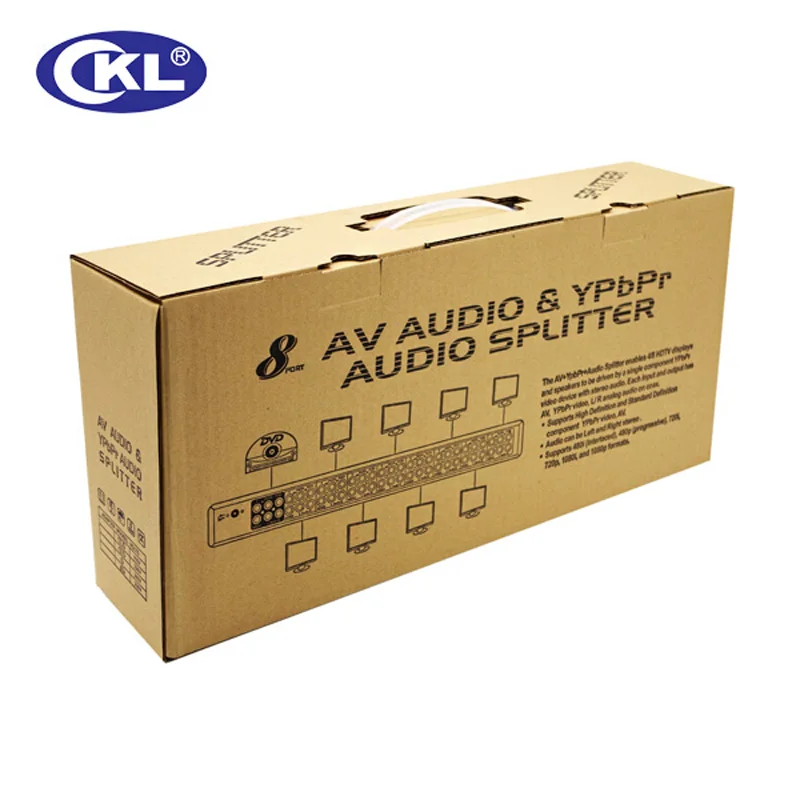 CKL 1 dalam 8 out AYP Splitter 8 Port AV + YpbPr + Audio Splitter Mendukung 1080i 1600x1200 & 60Hz Logam AYP-108