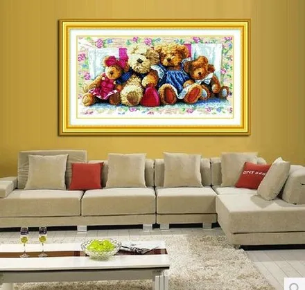 Bear family cross-stitch kit animal Handmade DIY cross stitch sets stitching embroidery craft needlework wall home decoration