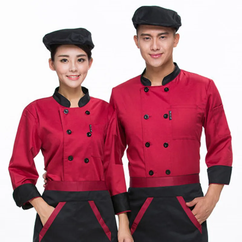 Jaquetas de chef de cozinha com manga comprida, roupas de trabalho para hotel, moda outono e inverno, vestuário de trabalho, uniforme de chef de cozinha