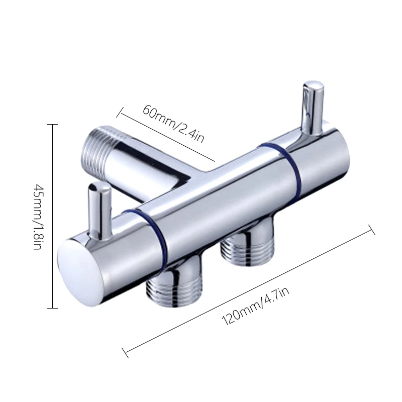 Bathroom Faucet Valve Angle Valve Single Inlet Double Outlet Double Control Valve for Shower Head Toilet Sink Basin Water Heater