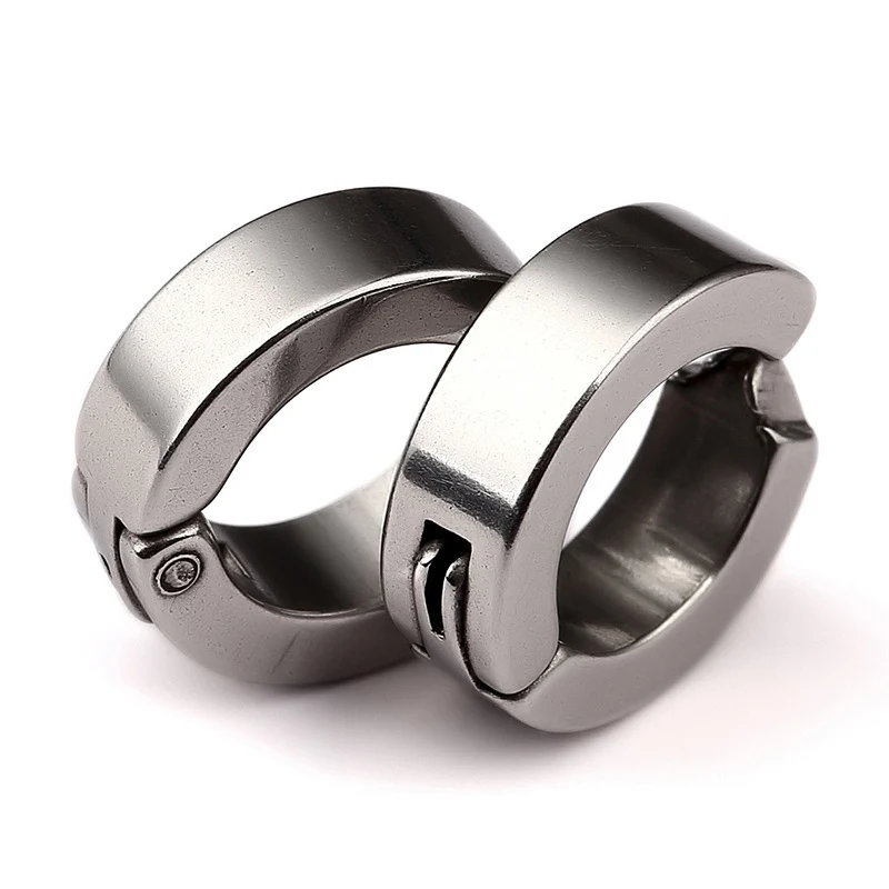 Boucles d'oreilles rondes en acier au titane pour hommes, bijoux anti-allergie, clip populaire, rock, hip hop, goutte d'oreille, qualité supérieure, punk