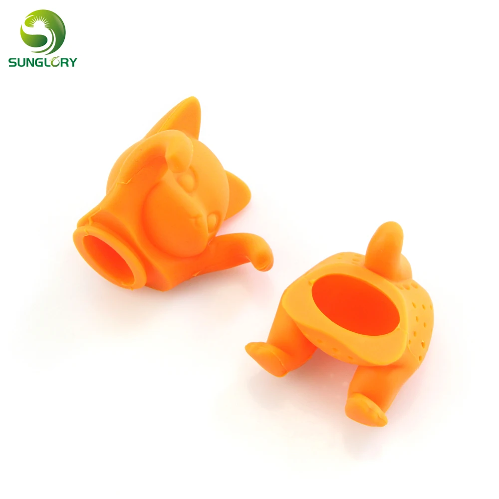 Cute Silicone Cat Tea Infuser Tea Filter Diffuser Reusable Tea Strainer Spice Loose Tea Leaf Herbal Tool Teapot Teabags Orange