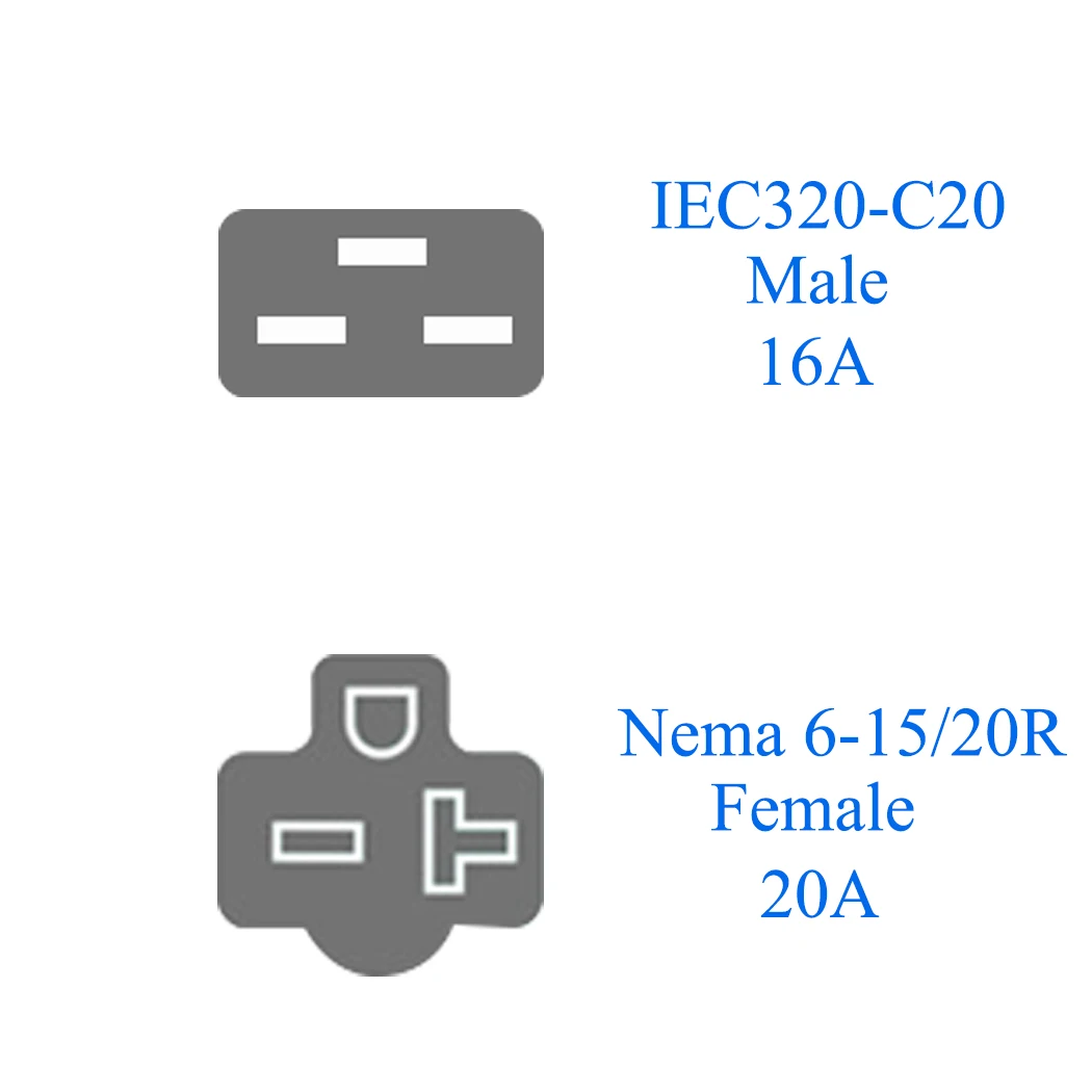 JORINDO IEC320 C20 TO 6-15R/6-20R,C20 16Amp to US T Blade 20Amp Converter, PDU UPS Plug to Nema 6-20R 20Amp AC Power Adapter